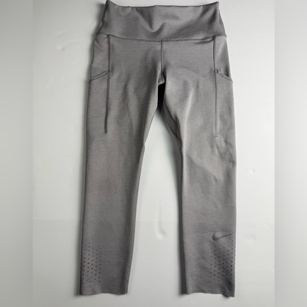 Nike Light Gray Dri-fit cropped running leggings